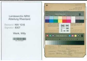 Entnazifizierung Willy Wenk , geb. 16.06.1897 (Verw.angest.)
