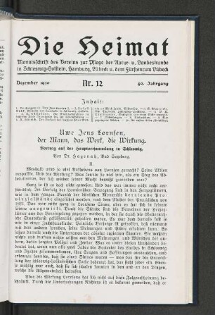 Dezember 1930, Nr. 12, 40. Jahrgang
