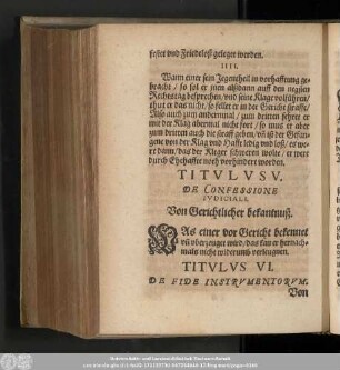 Titulus V. De Confessione Iudiciali. Von Gerichtlicher bekantnuß.