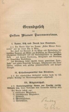 Grundgesetz des Ersten Wiener Turnvereines