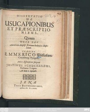 Dissertatio De Usucapionibus Et Praescriptionibus