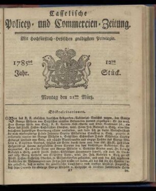 12tes Stueck, Montag den 21ten Maerz. 1785