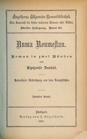 Numa Roumestan : Roman in zwei Bänden. Autorisierte Übersetzung aus dem Französischen, 2