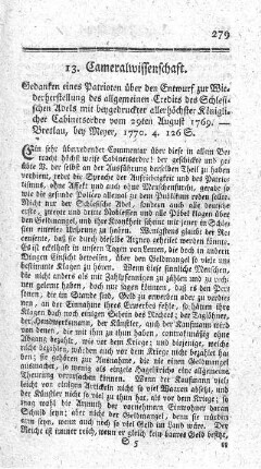 13. Cameralwissenschaft.