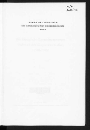 Die rheinische Karmeliterprovinz während der Gegenreformation : (1600 - 1660)