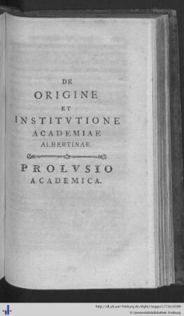 De Origine et Institutione Academiae Albertinae.