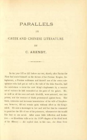 Parallels in greek and chinese literature. By C. Arendt