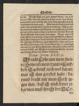 Textus: Jerem. XXXI, 20.