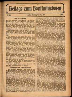 Zweite Ausgabe vom Sonntag, den 24. Juli 1904.
