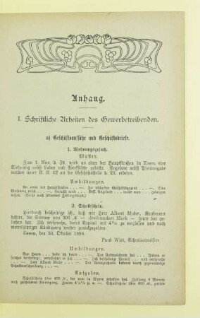 I. Schriftliche Arbeiten des Gewerbetreibenden
