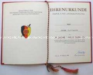 Ehrenurkunde für 25 Jahre treue Dienste in den bewaffneten Organen der DDR