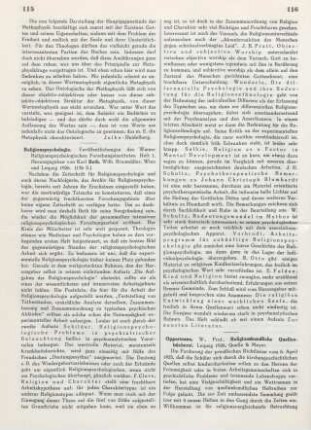 115-116 [Rezension] Religionspsychologie ; Heft 1