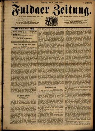 Erste Ausgabe vom Sonntag, den 08. Juni 1890.
