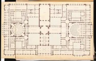 Preußisches Parlament, Berlin Schinkelwettbewerb 1868: Grundriss 1. Obergeschoss; Maßstabsleiste