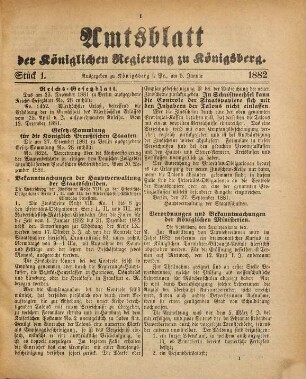 Amtsblatt der Preussischen Regierung zu Königsberg. 72. 1882