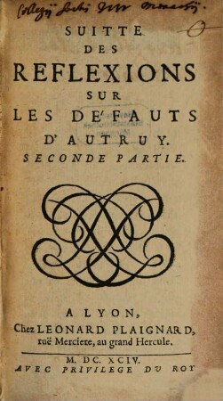 Reflexions Sur Les Defauts D'Autruy, 2