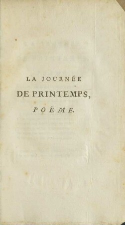 La Journée De Printemps, Poeme.