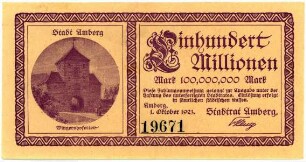 Geldschein / Notgeld, 100 Millionen Mark, 1.10.1923