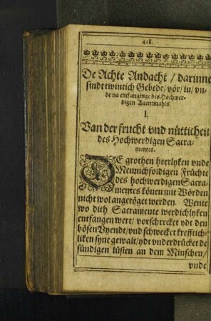 De Achte Andacht/ darinne sindt twintich Gebede/ vör/ ...