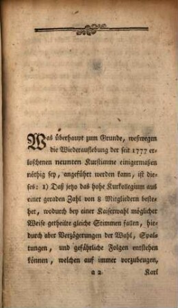 Über Hessenkassels oder Würtembergs Vorzug zur Kurwürde
