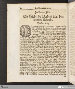 Die Siebende Predigt über den Prediger Salomon.