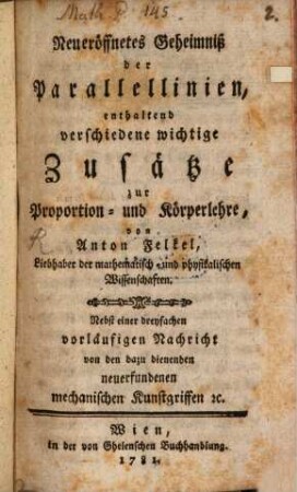Neueröffnetes Geheimniß der Parallellinien