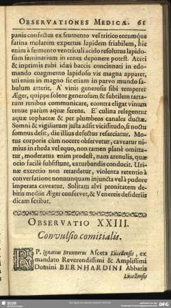 Observatio XXIII. Convulsio comitialis