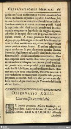 Observatio XXIII. Convulsio comitialis