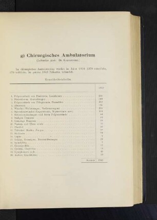 g) Chirurgisches Ambulatorium
