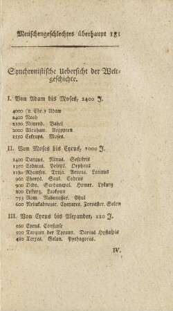 Synchronistische Uebersicht der Weltgeschichte.