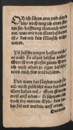 OB ich schon arm vnd elend || bin/ noch trag ich einen ste=||ten sin/