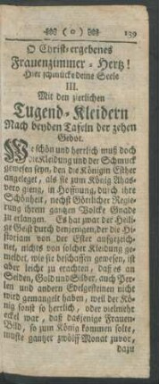 III. Mit den zierlichen Tugend-Kleidern