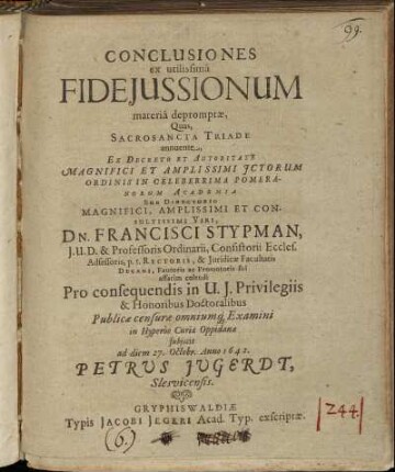Conclusiones ex utilissima Fideiussionum materia depromptae ...