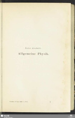 Erster Abschnitt. Allgemeine Physik