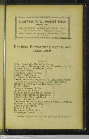 Bankers, Forwarding Agents and Insurance