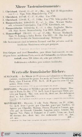 [Ältere Tasteninstrumente, Wertvolle französische Bücher]