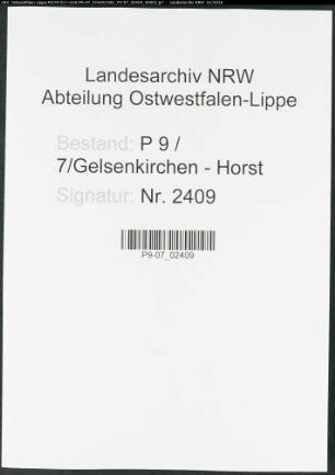 Sterberegister Standesamt Gelsenkirchen-Horst