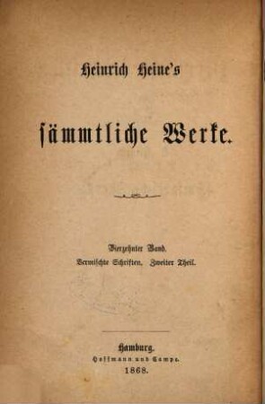 H. Heines sämmtliche Werke, 14