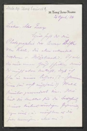 Brief an Hans von Bülow : 24.04.1884
