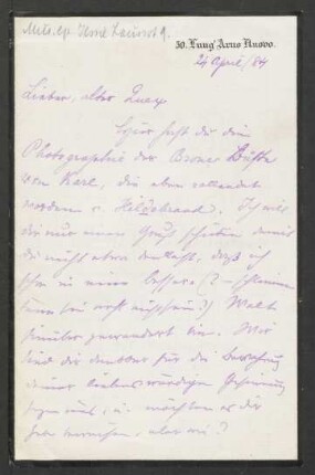 Brief an Hans von Bülow : 24.04.1884
