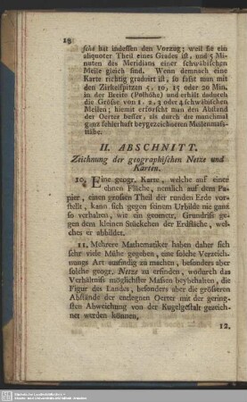 II. Abschnitt. Zeichnung der geographischen Netze und Karten