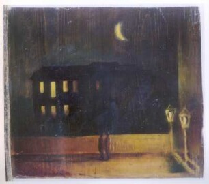Nächtliche Stadt : Nächtliche Stadt. Öl auf Holz; 31,8 x 36 cm
