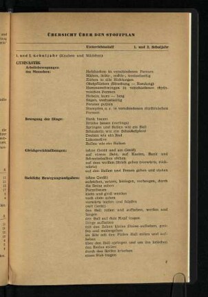 Übersicht über den Stoffplan