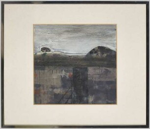 Ölgemälde, Landschaft mit Förderturm