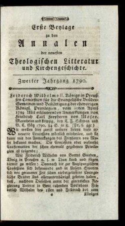 2. Jahrgang (1790): Annalen der neuesten theologischen Litteratur und Kirchengeschichte