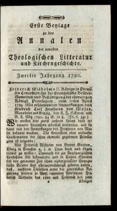 2. Jahrgang (1790): Annalen der neuesten theologischen Litteratur und Kirchengeschichte
