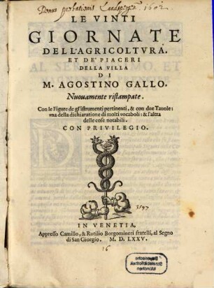 Le vinti giornate dell'agricoltura