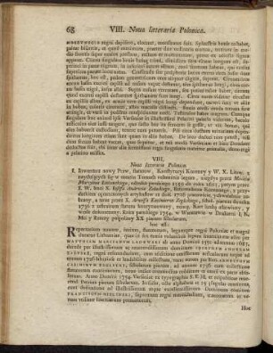 VIII. Nova litteraria Polonica.
