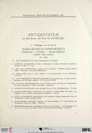 Mobiliar des 18. Jahrhunderts (Nr. 1-242)