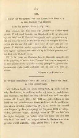 XII. Brief en verklaring van den Koning van Bali ...